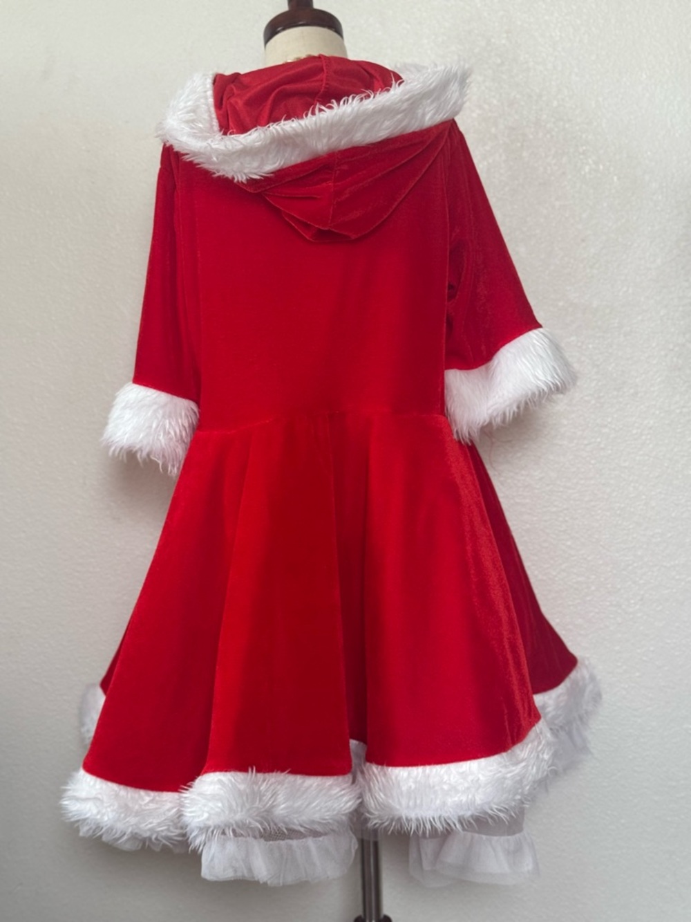 Santa Clause Dress with Tulle Skirt Girls Red Velvet Costume M 10 12 - Picture 4 of 6